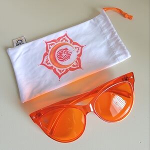 Color Therapy Rainbow OPTX Orange Cat Eye Translucent Sunglasses Sacral Chakr…